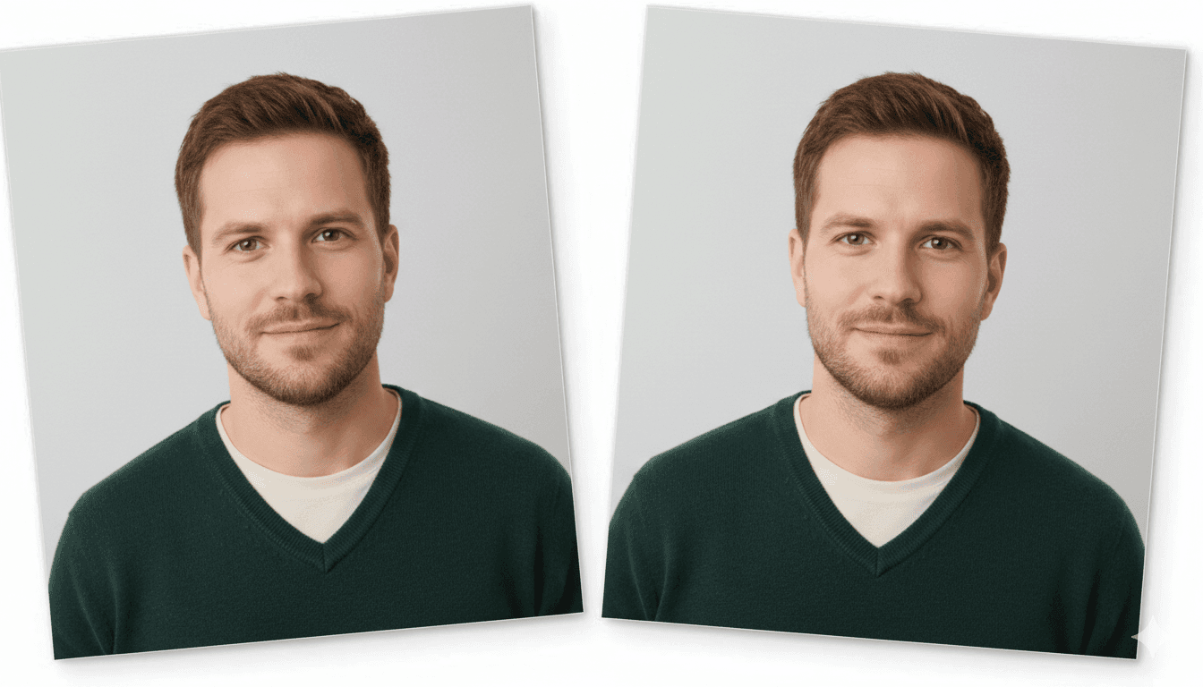 50x70 mm Canadian passport photo size example with correct dimensions and background